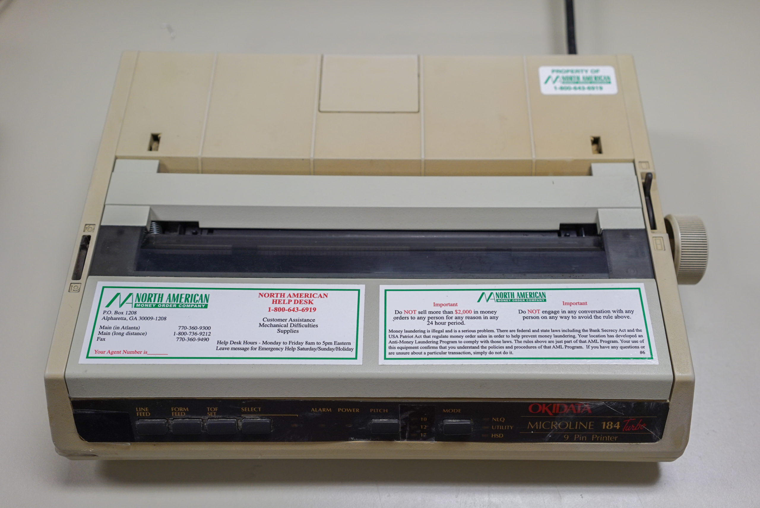 Photo showing a 184 printer.